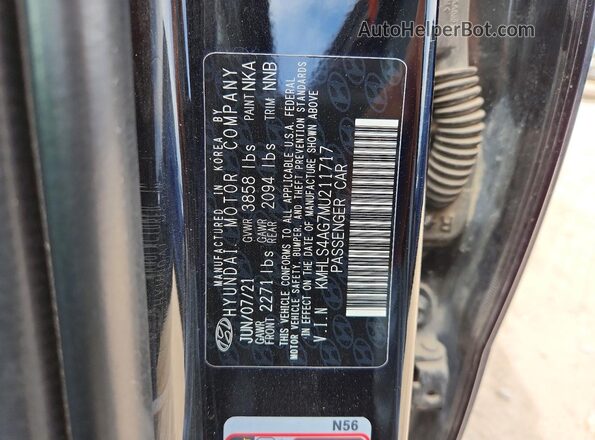 KMHLS4AG7MU211717 2021 HYUNDAI ELANTRA Черный Вид подкапотного пространства