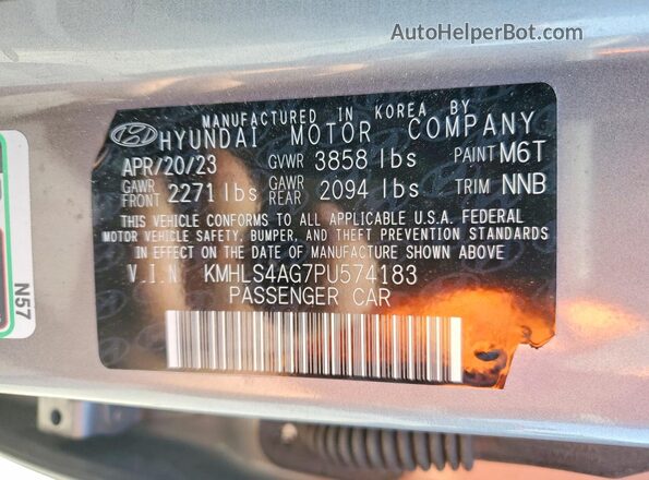 KMHLS4AG7PU574183 2023 HYUNDAI ELANTRA Silver 
