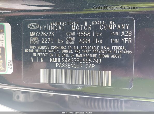KMHLS4AG7PU595793 2023 HYUNDAI ELANTRA Black Widok komory silnika