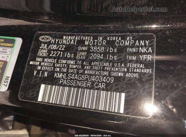 KMHLS4AG8PU403409 2023 HYUNDAI ELANTRA Черный Вид подкапотного пространства
