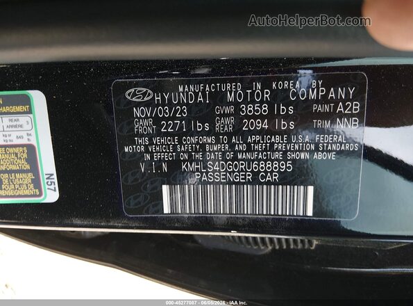 KMHLS4DG0RU688895 2024 HYUNDAI ELANTRA Black Engine compartment view