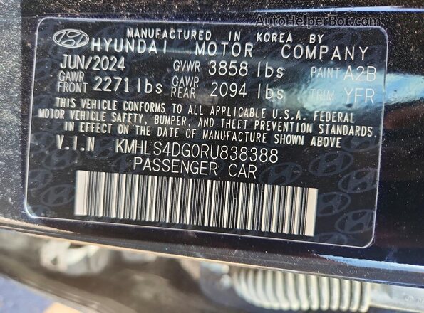 KMHLS4DG0RU838388 2024 HYUNDAI ELANTRA Black 