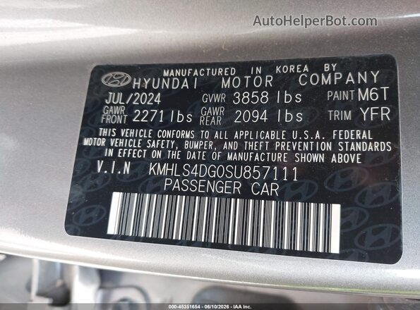 KMHLS4DG0SU857111 2025 HYUNDAI ELANTRA Gray 