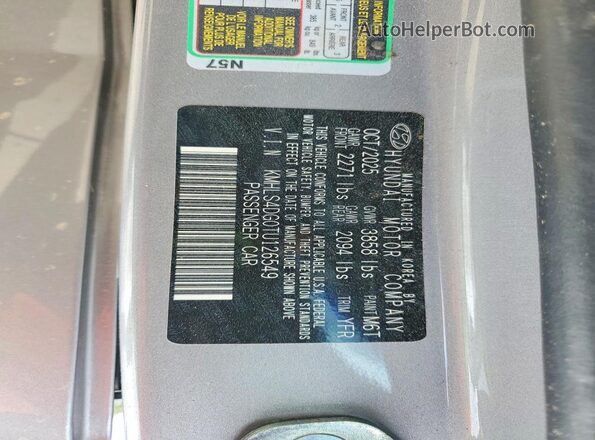 KMHLS4DG0TU126549 2026 HYUNDAI ELANTRA Gray 