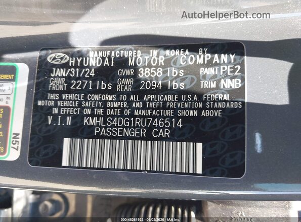 KMHLS4DG1RU746514 2024 HYUNDAI ELANTRA Серый Вид подкапотного пространства