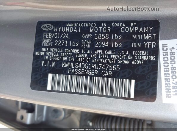 KMHLS4DG1RU747565 2024 HYUNDAI ELANTRA Серый Вид подкапотного пространства