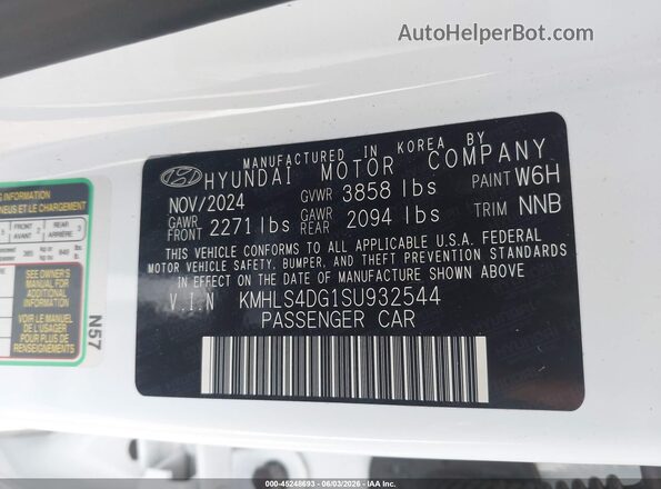 KMHLS4DG1SU932544 2025 HYUNDAI ELANTRA White Engine compartment view