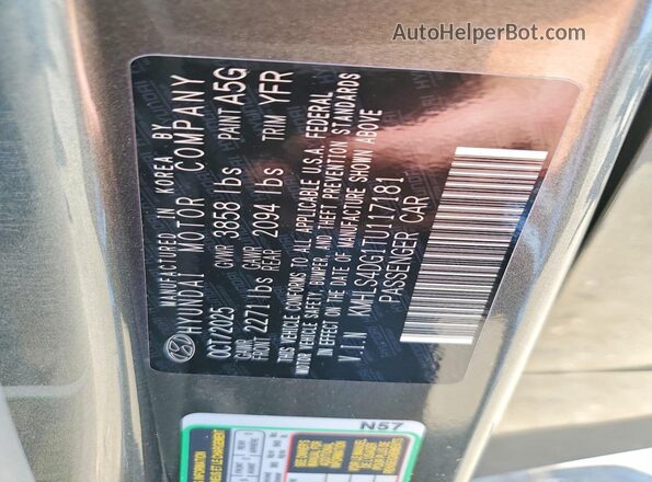 KMHLS4DG1TU117181 2026 HYUNDAI ELANTRA Gray 