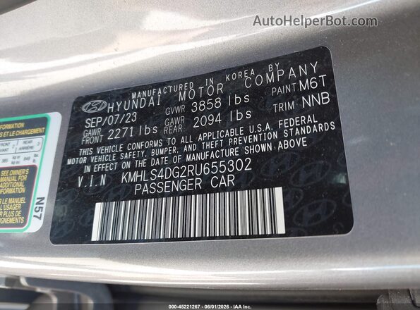 KMHLS4DG2RU655302 2024 HYUNDAI ELANTRA Серый Вид подкапотного пространства