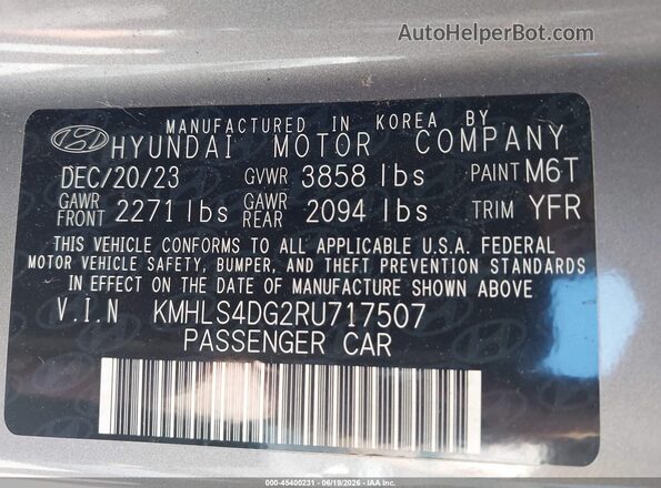 KMHLS4DG2RU717507 2024 HYUNDAI ELANTRA Серебряный Вид подкапотного пространства
