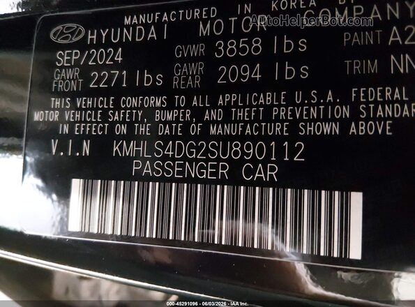 KMHLS4DG2SU890112 2025 HYUNDAI ELANTRA Black 