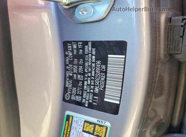 KMHLS4DG2SU890496 2025 HYUNDAI ELANTRA Gray Widok naklejki z numerem VIN