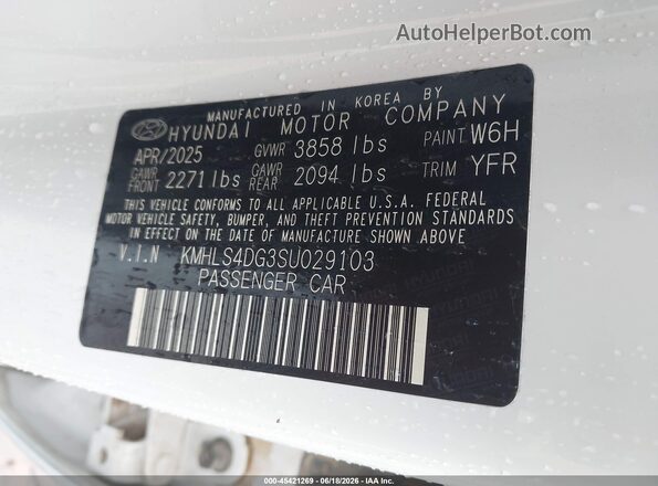 KMHLS4DG3SU029103 2025 HYUNDAI ELANTRA White 