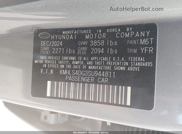 KMHLS4DG3SU944811 2025 HYUNDAI ELANTRA Gray Engine compartment view