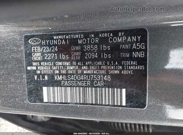 KMHLS4DG4RU753148 2024 HYUNDAI ELANTRA Серый Вид подкапотного пространства