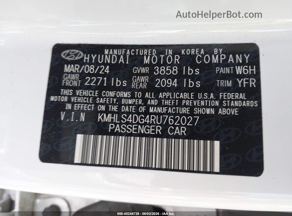 KMHLS4DG4RU762027 2024 HYUNDAI ELANTRA White 