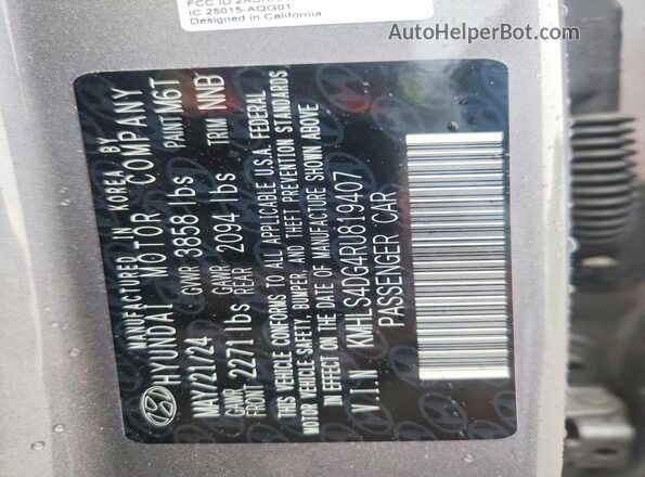 KMHLS4DG4RU819407 2024 HYUNDAI ELANTRA Gray Вид підкапотного простору