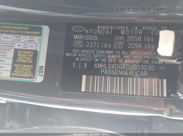 KMHLS4DG4SU003030 2025 HYUNDAI ELANTRA Gray ძრავის განყოფილების ხედი