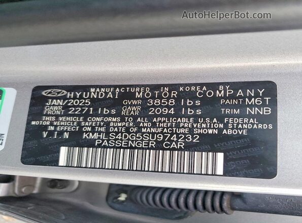 KMHLS4DG5SU974232 2025 HYUNDAI ELANTRA Silver 