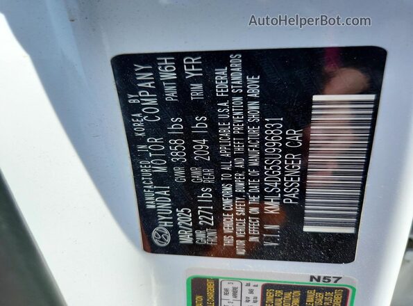 KMHLS4DG5SU996831 2025 HYUNDAI ELANTRA White 