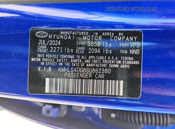 KMHLS4DG8SU862380 2025 HYUNDAI ELANTRA Blue 