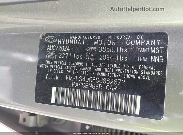 KMHLS4DG8SU882872 2025 HYUNDAI ELANTRA Gray 