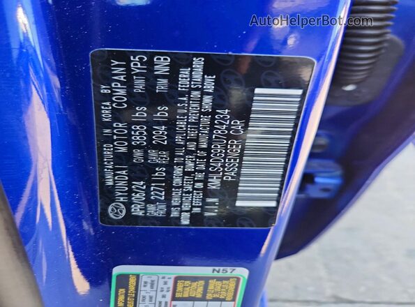 KMHLS4DG9RU784234 2024 HYUNDAI ELANTRA Blue ძრავის განყოფილების ხედი