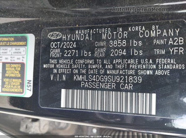 KMHLS4DG9SU921839 2025 HYUNDAI ELANTRA Black Engine compartment view