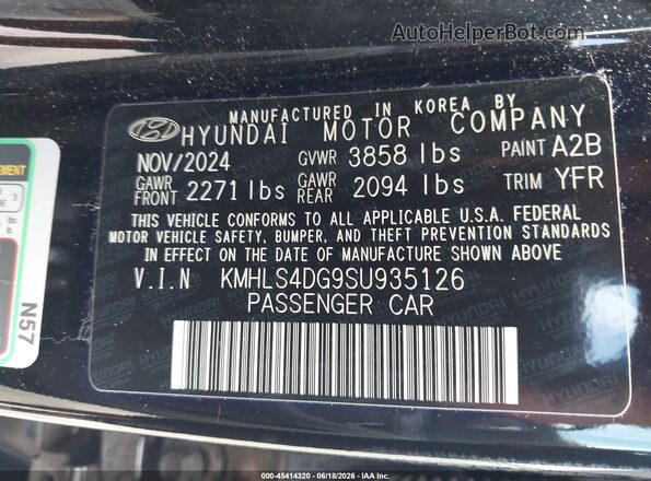KMHLS4DG9SU935126 2025 HYUNDAI ELANTRA Black Widok komory silnika
