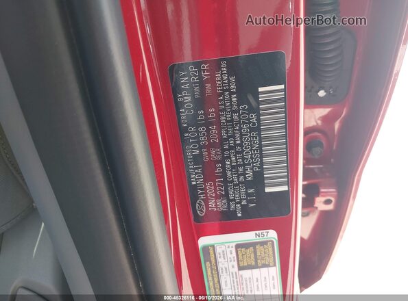 KMHLS4DG9SU967073 2025 HYUNDAI ELANTRA Красный Вид подкапотного пространства