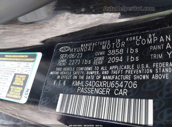 KMHLS4DGXRU654706 2024 HYUNDAI ELANTRA Black Engine compartment view