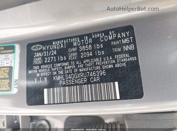 KMHLS4DGXRU746396 2024 HYUNDAI ELANTRA Gray Widok komory silnika