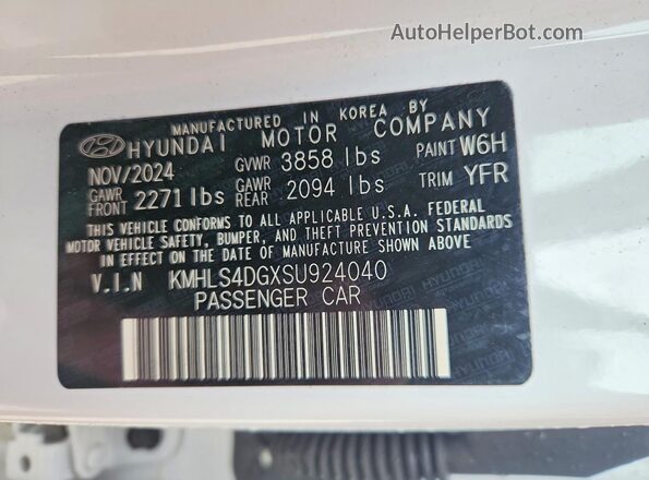KMHLS4DGXSU924040 2025 HYUNDAI ELANTRA White 