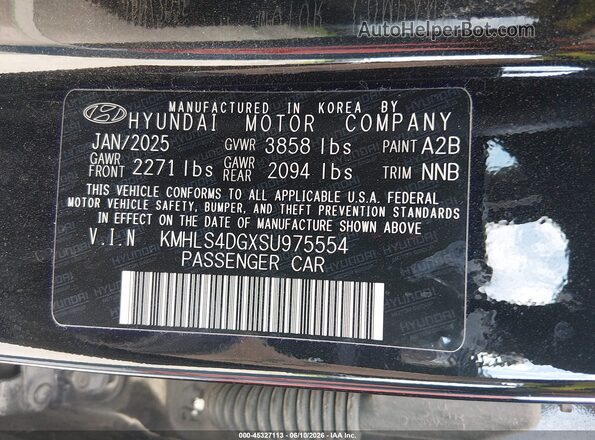 KMHLS4DGXSU975554 2025 HYUNDAI ELANTRA Black Вид підкапотного простору
