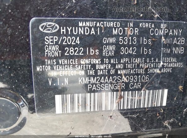 KMHM24AA2SA093106 2025 HYUNDAI IONIQ 6 Black Engine compartment view