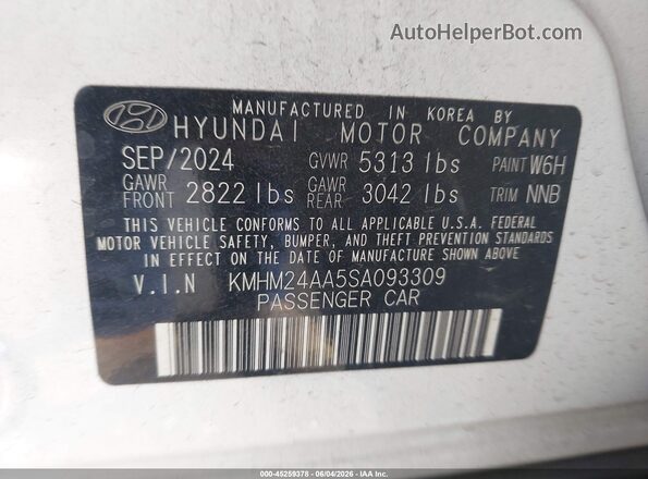 KMHM24AA5SA093309 2025 HYUNDAI IONIQ 6 White Engine compartment view