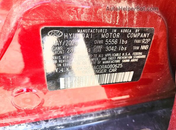 KMHM24AC0RA080625 2024 HYUNDAI IONIQ Red 