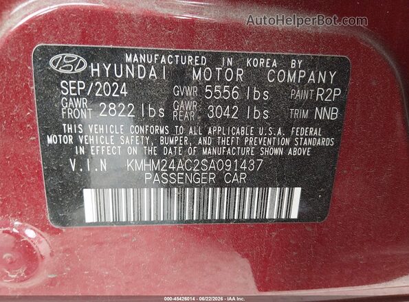KMHM24AC2SA091437 2025 HYUNDAI IONIQ 6 Красный Вид подкапотного пространства