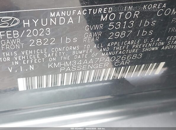 KMHM34AA7PA026683 2023 HYUNDAI IONIQ 6 Black Engine compartment view