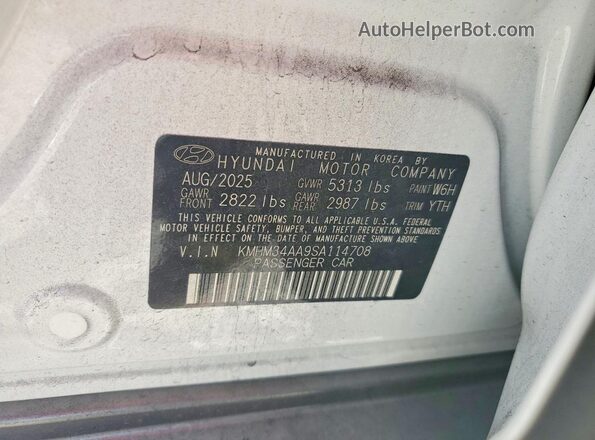 KMHM34AA9SA114708 2025 HYUNDAI IONIQ White 