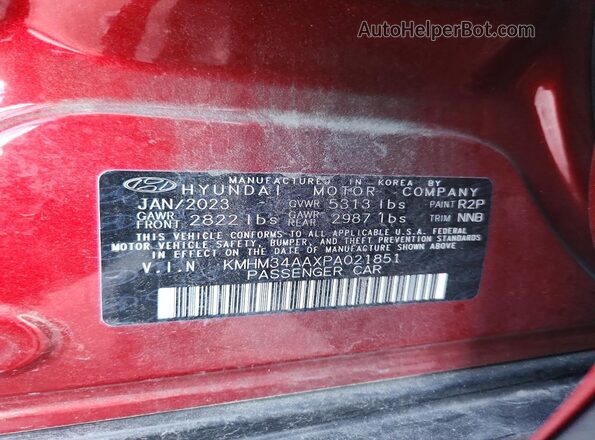 KMHM34AAXPA021851 2023 HYUNDAI IONIQ Burgundy 