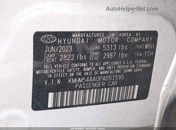 KMHM54AA0PA051595 2023 HYUNDAI IONIQ 6 White Engine compartment view