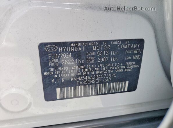 KMHM54AA2RA073620 2024 HYUNDAI IONIQ White 
