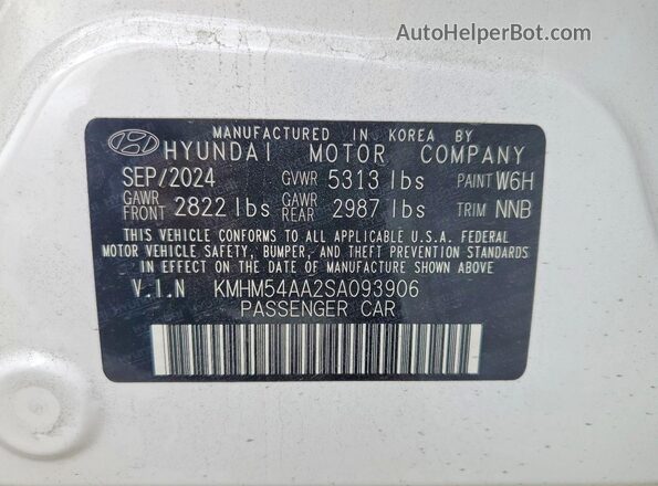 KMHM54AA2SA093906 2025 HYUNDAI IONIQ White 