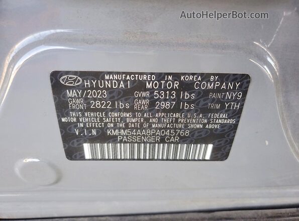 KMHM54AA8PA045768 2023 HYUNDAI IONIQ Gray VIN კოდის სტიკერის ხედი