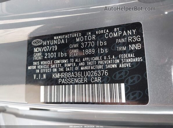 KMHRB8A36LU026376 2020 HYUNDAI VENUE Серый Вид подкапотного пространства