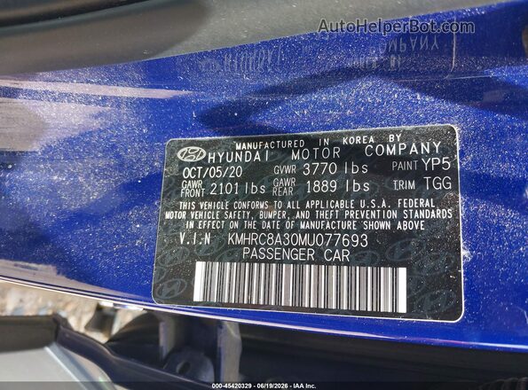 KMHRC8A30MU077693 2021 HYUNDAI VENUE Blue Engine compartment view