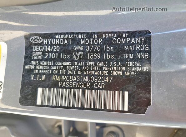 KMHRC8A31MU092347 2021 HYUNDAI VENUE Gray Սալոնի 360 աստիճան տեսք