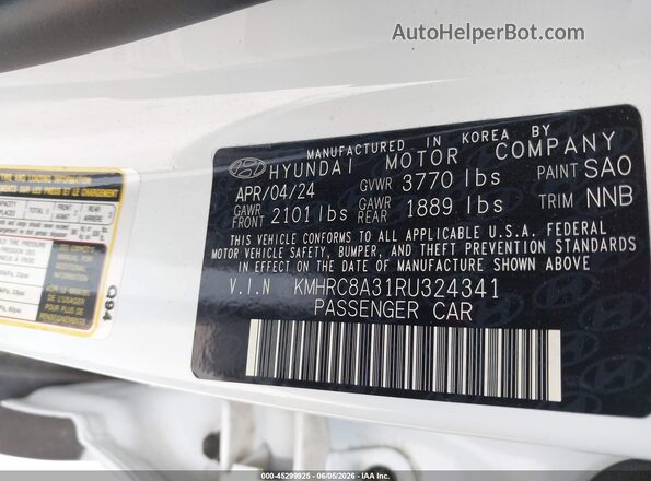 KMHRC8A31RU324341 2024 HYUNDAI VENUE White ძრავის განყოფილების ხედი