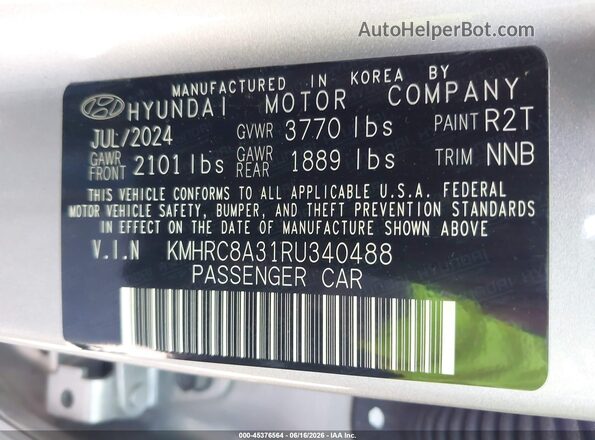 KMHRC8A31RU340488 2024 HYUNDAI VENUE Silver Вид підкапотного простору